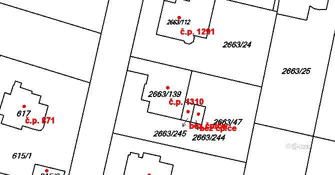 Předměstí 1310, Opava na parcele st. 2663/139 v KÚ Opava-Předměstí, Katastrální mapa