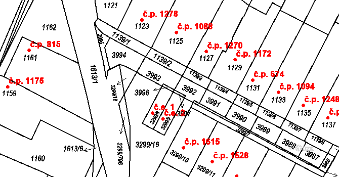 Kunovice 47253754 na parcele st. 3996 v KÚ Kunovice u Uherského Hradiště, Katastrální mapa