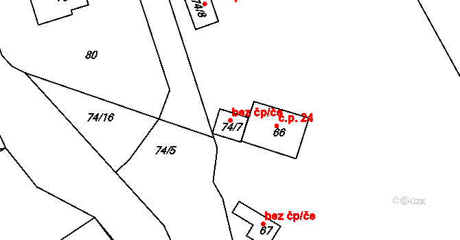 Zlín 47855754 na parcele st. 74/7 v KÚ Klečůvka, Katastrální mapa
