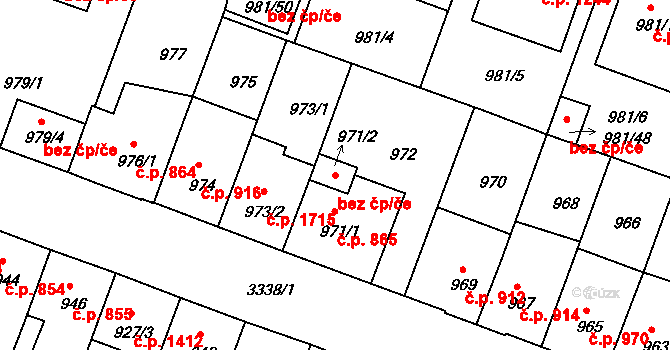 Benešov 47861754 na parcele st. 971/2 v KÚ Benešov u Prahy, Katastrální mapa
