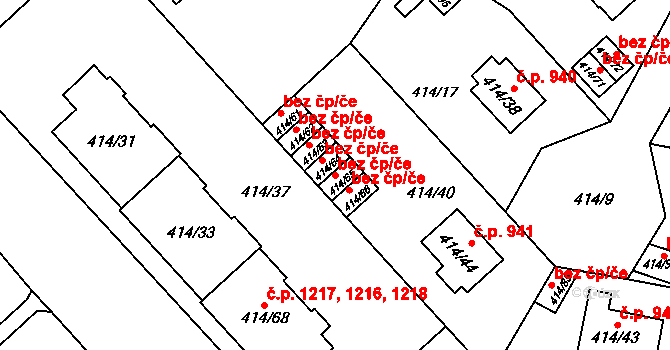 Plzeň 49481754 na parcele st. 414/65 v KÚ Doubravka, Katastrální mapa