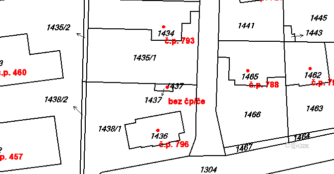 Kladno 50261754 na parcele st. 1437 v KÚ Motyčín, Katastrální mapa
