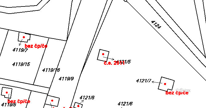 Předměstí 2611, Litoměřice na parcele st. 4121/5 v KÚ Litoměřice, Katastrální mapa