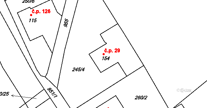 Smrkovice 29, Písek na parcele st. 154 v KÚ Smrkovice, Katastrální mapa