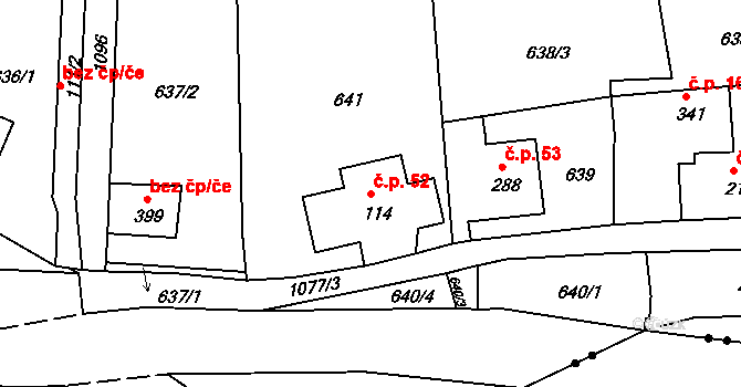 Dolní Kamenice 52, Česká Kamenice na parcele st. 114 v KÚ Dolní Kamenice, Katastrální mapa