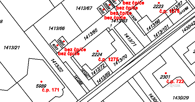 Beroun-Město 1275, Beroun na parcele st. 2224 v KÚ Beroun, Katastrální mapa