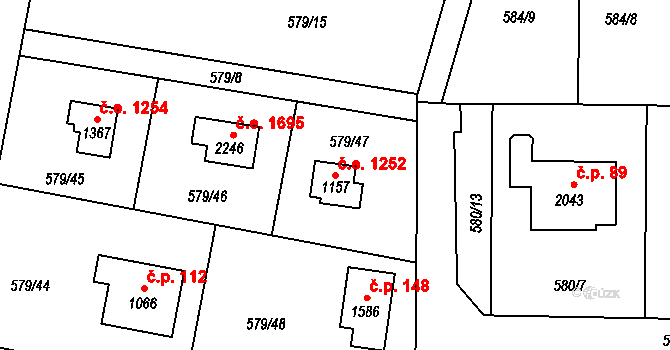 Pikovice 1252, Hradištko na parcele st. 1157 v KÚ Hradištko pod Medníkem, Katastrální mapa