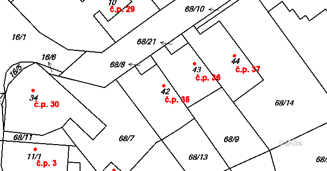Míčov 35, Míčov-Sušice na parcele st. 42 v KÚ Míčov, Katastrální mapa