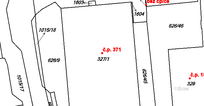 Otovice 371 na parcele st. 327/1 v KÚ Otovice u Karlových Var, Katastrální mapa