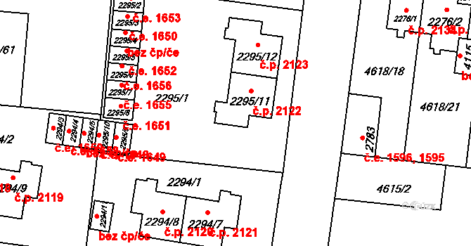 Žatec 2122 na parcele st. 2295/11 v KÚ Žatec, Katastrální mapa