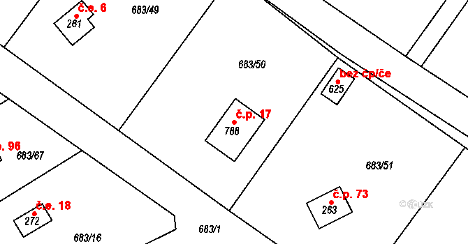 Halouny 17, Svinaře na parcele st. 788 v KÚ Svinaře, Katastrální mapa