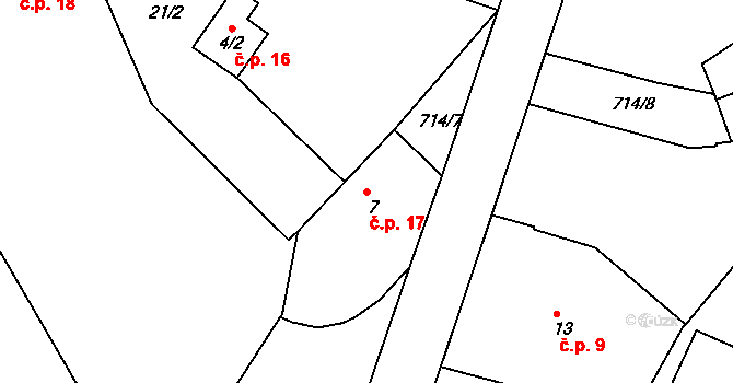 Lipovka 17, Rychnov nad Kněžnou na parcele st. 7 v KÚ Lipovka u Rychnova nad Kněžnou, Katastrální mapa