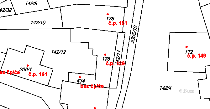 Morkůvky 129 na parcele st. 176 v KÚ Morkůvky, Katastrální mapa