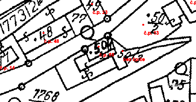 Chlístovice 68 na parcele st. 50/1 v KÚ Chlístovice, Katastrální mapa