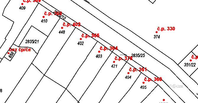 Teplá 364 na parcele st. 403 v KÚ Teplá, Katastrální mapa