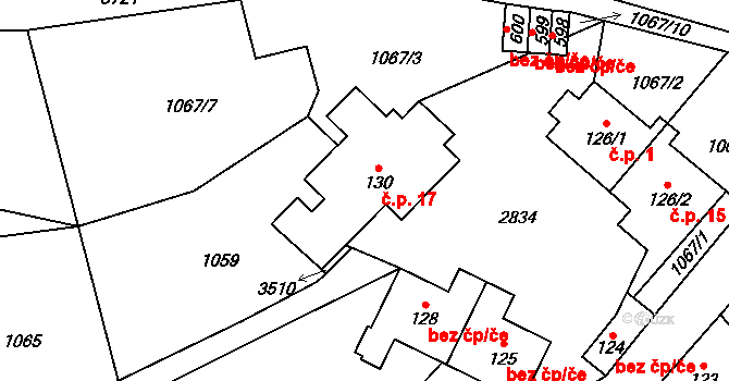 Michovka 17, Koberovy na parcele st. 130 v KÚ Besedice, Katastrální mapa