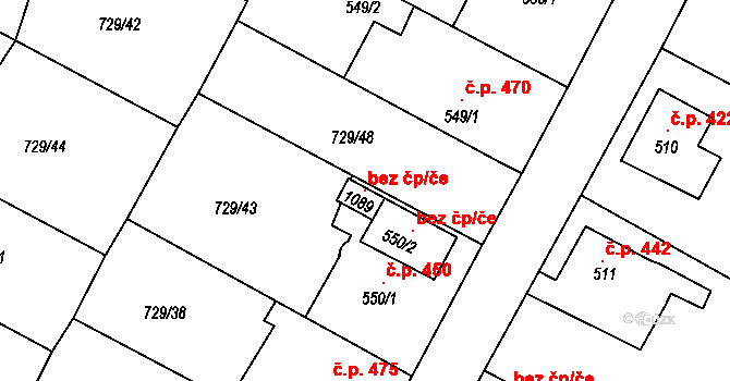 Osek 121416755 na parcele st. 1089 v KÚ Osek u Duchcova, Katastrální mapa