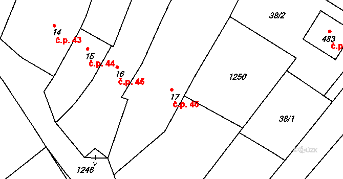 Ejpovice 46 na parcele st. 17 v KÚ Ejpovice, Katastrální mapa