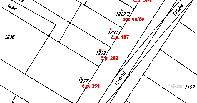 Svatobořice 202, Svatobořice-Mistřín na parcele st. 1232 v KÚ Svatobořice, Katastrální mapa
