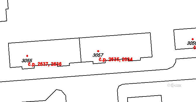 Kročehlavy 2634,2635, Kladno na parcele st. 3057 v KÚ Kročehlavy, Katastrální mapa