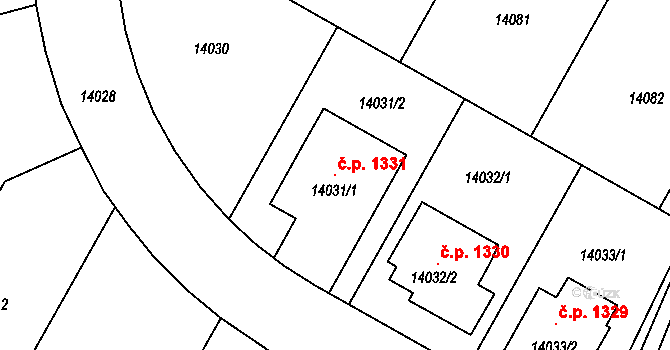 Mutěnice 1331 na parcele st. 14031/1 v KÚ Mutěnice, Katastrální mapa