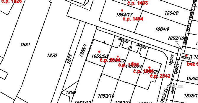 Boskovice 2044 na parcele st. 1853/26 v KÚ Boskovice, Katastrální mapa
