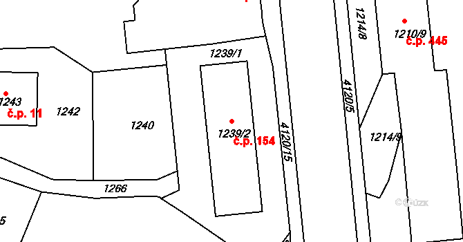 Podmoklice 154, Semily na parcele st. 1239/2 v KÚ Semily, Katastrální mapa