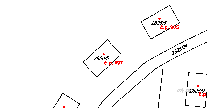 Poruba 897, Orlová na parcele st. 2826/5 v KÚ Poruba u Orlové, Katastrální mapa