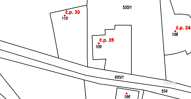 Šlikova Ves 26, Podhradí na parcele st. 109 v KÚ Podhradí u Jičína, Katastrální mapa