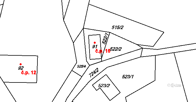 Chloumek 15, Úbislavice na parcele st. 91 v KÚ Zboží u Nové Paky, Katastrální mapa