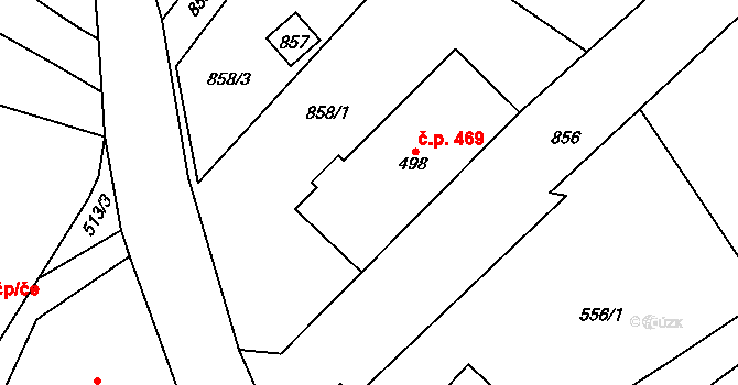Kovářská 469 na parcele st. 498 v KÚ Kovářská, Katastrální mapa