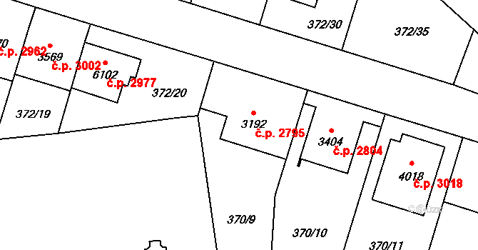 Břeclav 2795 na parcele st. 3192 v KÚ Břeclav, Katastrální mapa