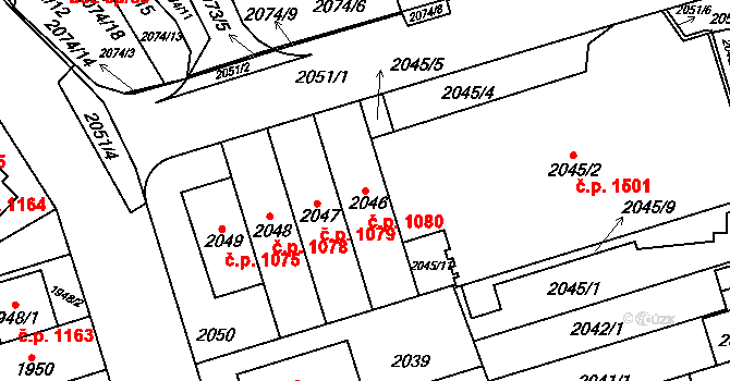 Řečkovice 1080, Brno na parcele st. 2046 v KÚ Řečkovice, Katastrální mapa