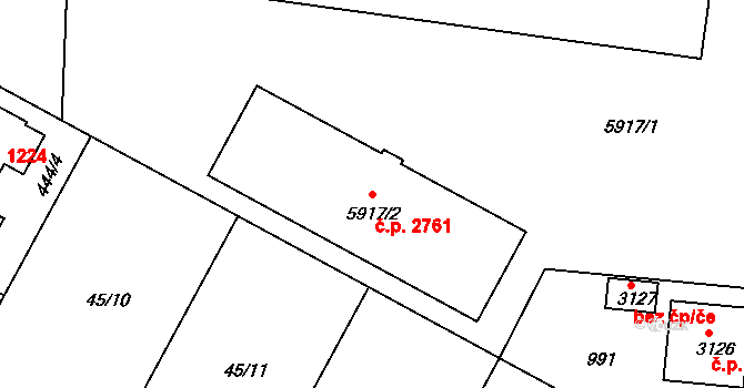 Tábor 2761 na parcele st. 5917/2 v KÚ Tábor, Katastrální mapa