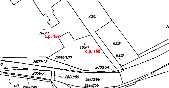 Horní Cerekev 158 na parcele st. 165/1 v KÚ Horní Cerekev, Katastrální mapa