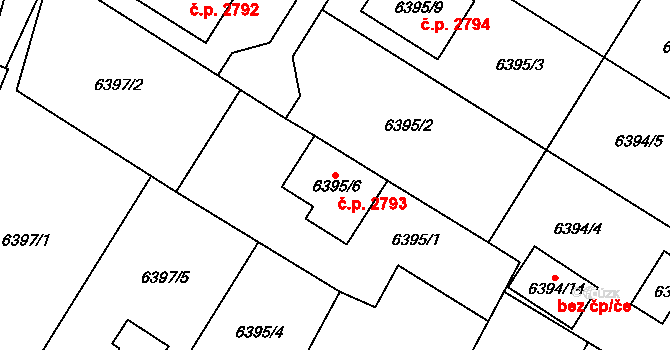 Frýdek 2793, Frýdek-Místek na parcele st. 6395/6 v KÚ Frýdek, Katastrální mapa