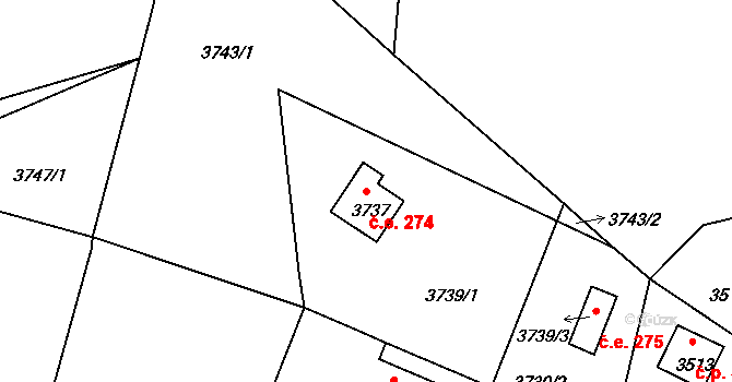Frýdlant 274, Frýdlant nad Ostravicí na parcele st. 3737 v KÚ Frýdlant nad Ostravicí, Katastrální mapa
