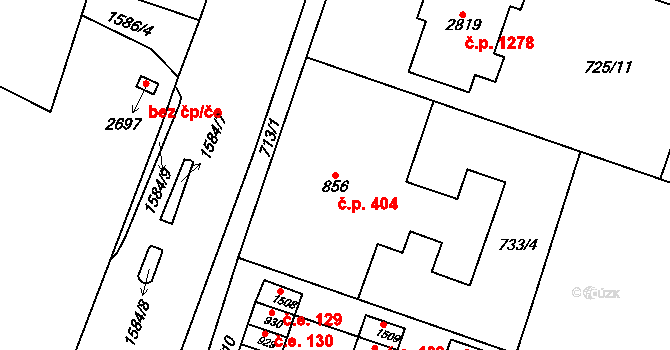 Litovel 404 na parcele st. 856 v KÚ Litovel, Katastrální mapa