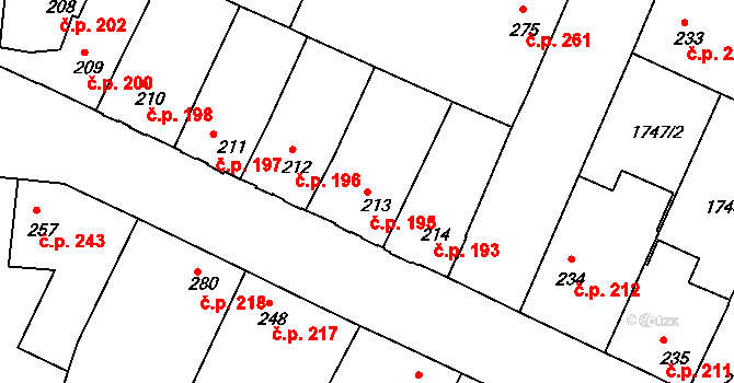 Staňkov I 195, Staňkov na parcele st. 213 v KÚ Staňkov-město, Katastrální mapa