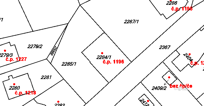 Turnov 1196 na parcele st. 2284/1 v KÚ Turnov, Katastrální mapa