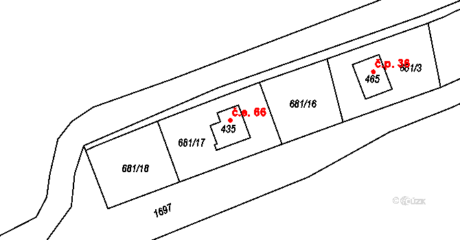Halouny 66, Svinaře na parcele st. 435 v KÚ Svinaře, Katastrální mapa
