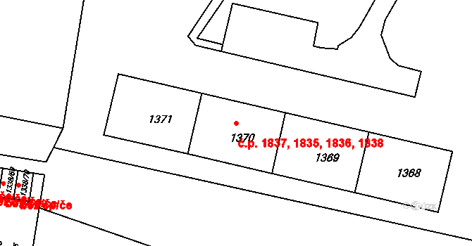 Česká Lípa 1835,1836,1837,1838 na parcele st. 1370 v KÚ Česká Lípa, Katastrální mapa
