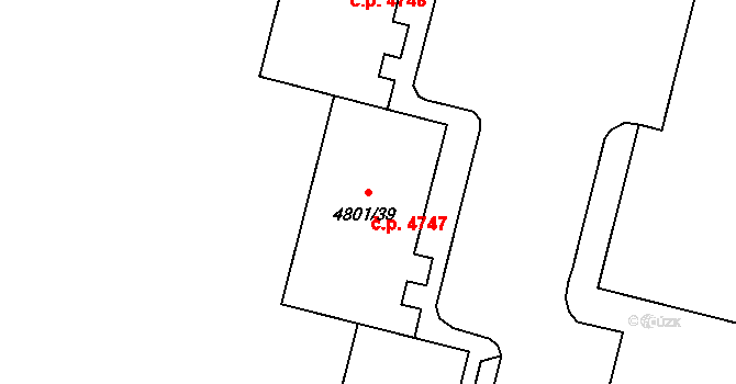 Chomutov 4747 na parcele st. 4801/39 v KÚ Chomutov I, Katastrální mapa