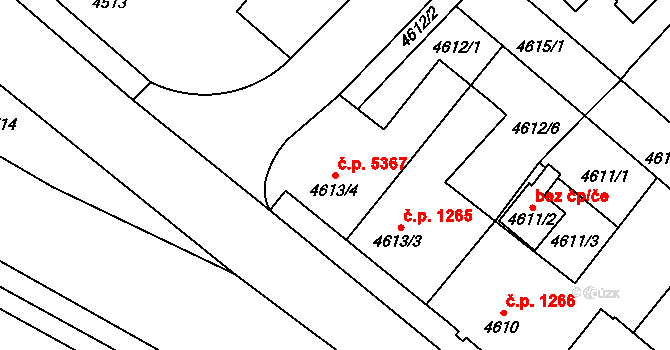 Chomutov 5367 na parcele st. 4613/4 v KÚ Chomutov I, Katastrální mapa