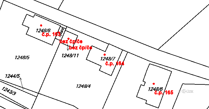 Český Dub III 164, Český Dub na parcele st. 1248/7 v KÚ Český Dub, Katastrální mapa