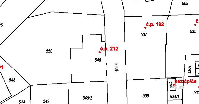 Liberec VII-Horní Růžodol 212, Liberec na parcele st. 549 v KÚ Horní Růžodol, Katastrální mapa