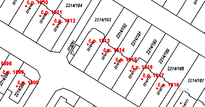 Bolevec 1814, Plzeň na parcele st. 2214/170 v KÚ Bolevec, Katastrální mapa