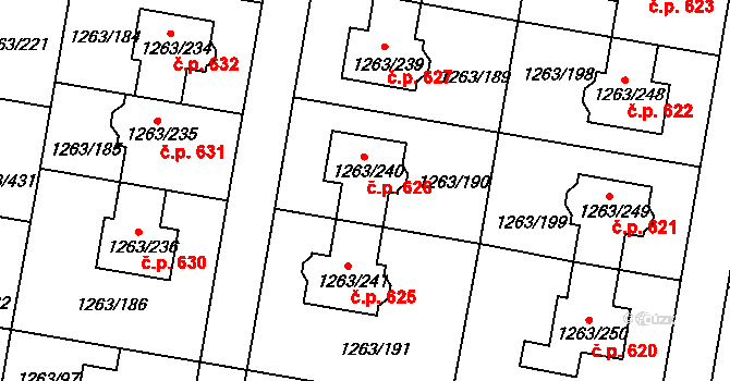 Kolovraty 626, Praha na parcele st. 1263/240 v KÚ Kolovraty, Katastrální mapa