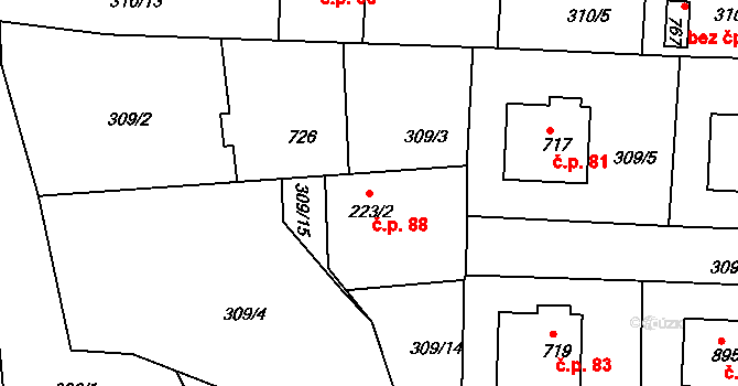 Klecánky 88, Klecany na parcele st. 223/2 v KÚ Klecany, Katastrální mapa