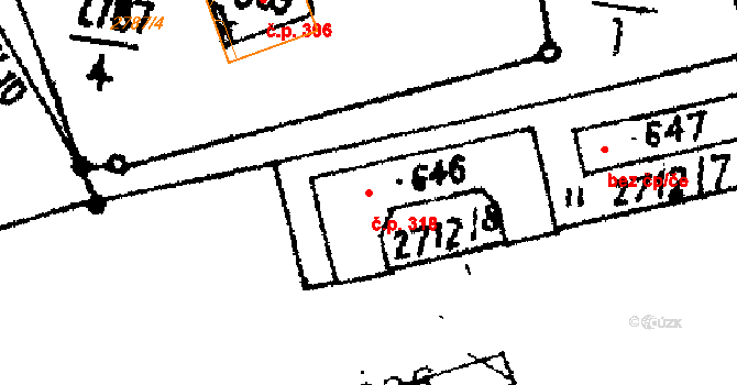 Janov 318 na parcele st. 646 v KÚ Janov u Litomyšle, Katastrální mapa